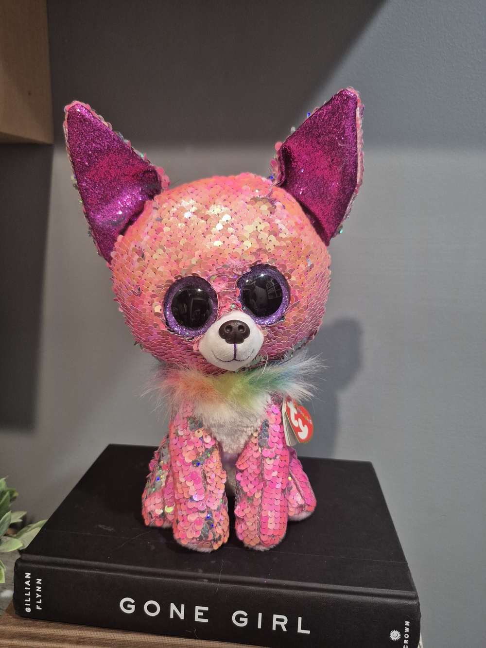 TY Flippable "Charmed" Sequin Pink And Silver Dog - Excellent Condition Lg 14"
